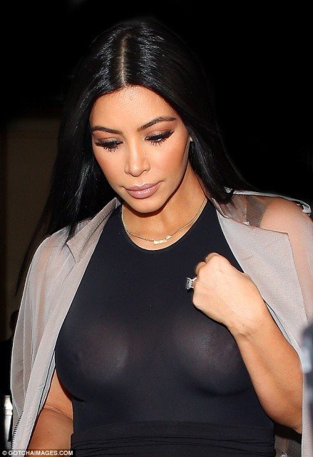 Kim Kardashian Boobs In Braless Sheer Black Dress exclusive gallery photo - high quality adult content