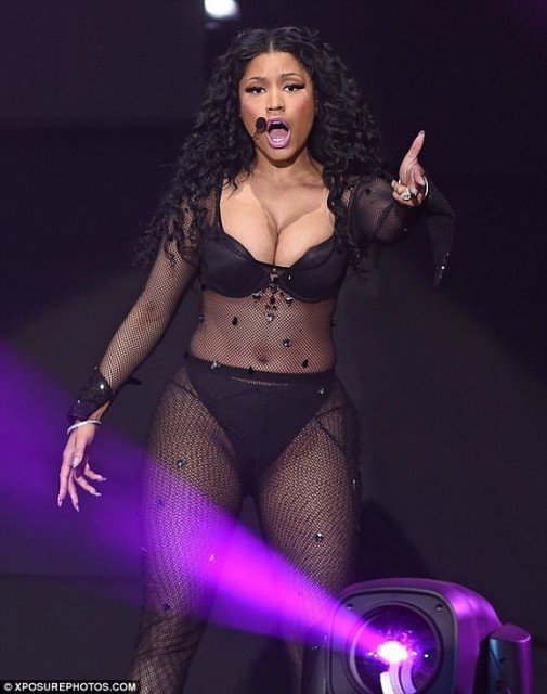 Nicki Minaj Booty And Busty Display In Net Bodysuit Thong exclusive gallery photo - high quality adult content