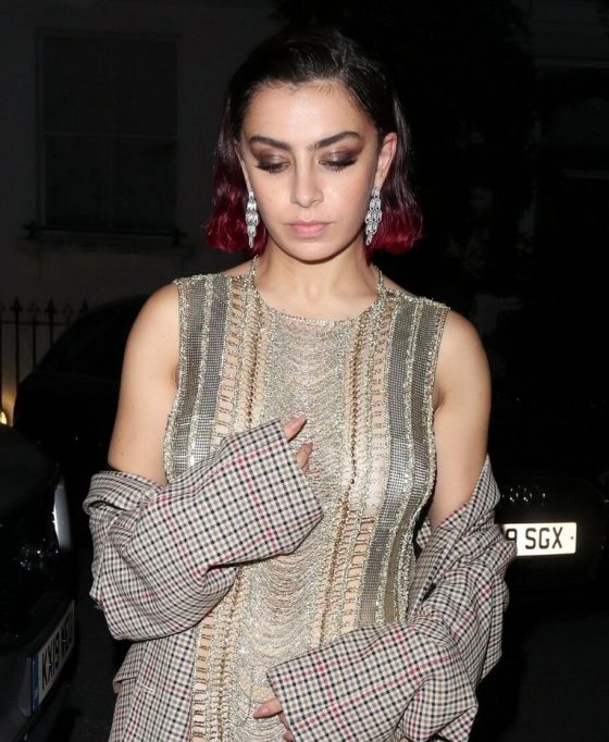 Charli Xcx Goes Braless In Racy Gold Knitted Dress As She Was Leaving The Gq Men Of The Year Awards Afterparty  Photos exclusive gallery photo - high quality adult content