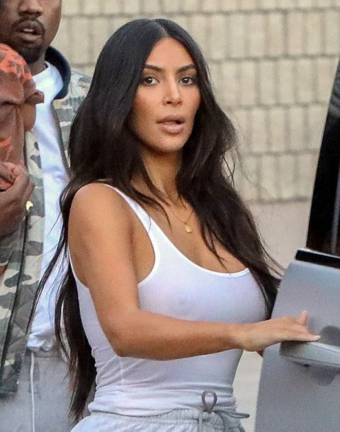 Kim Kardashian Goes Braless White T Shirt  Photos exclusive gallery photo - high quality adult content